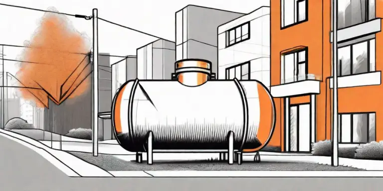 A heating oil tank with a map pin above it